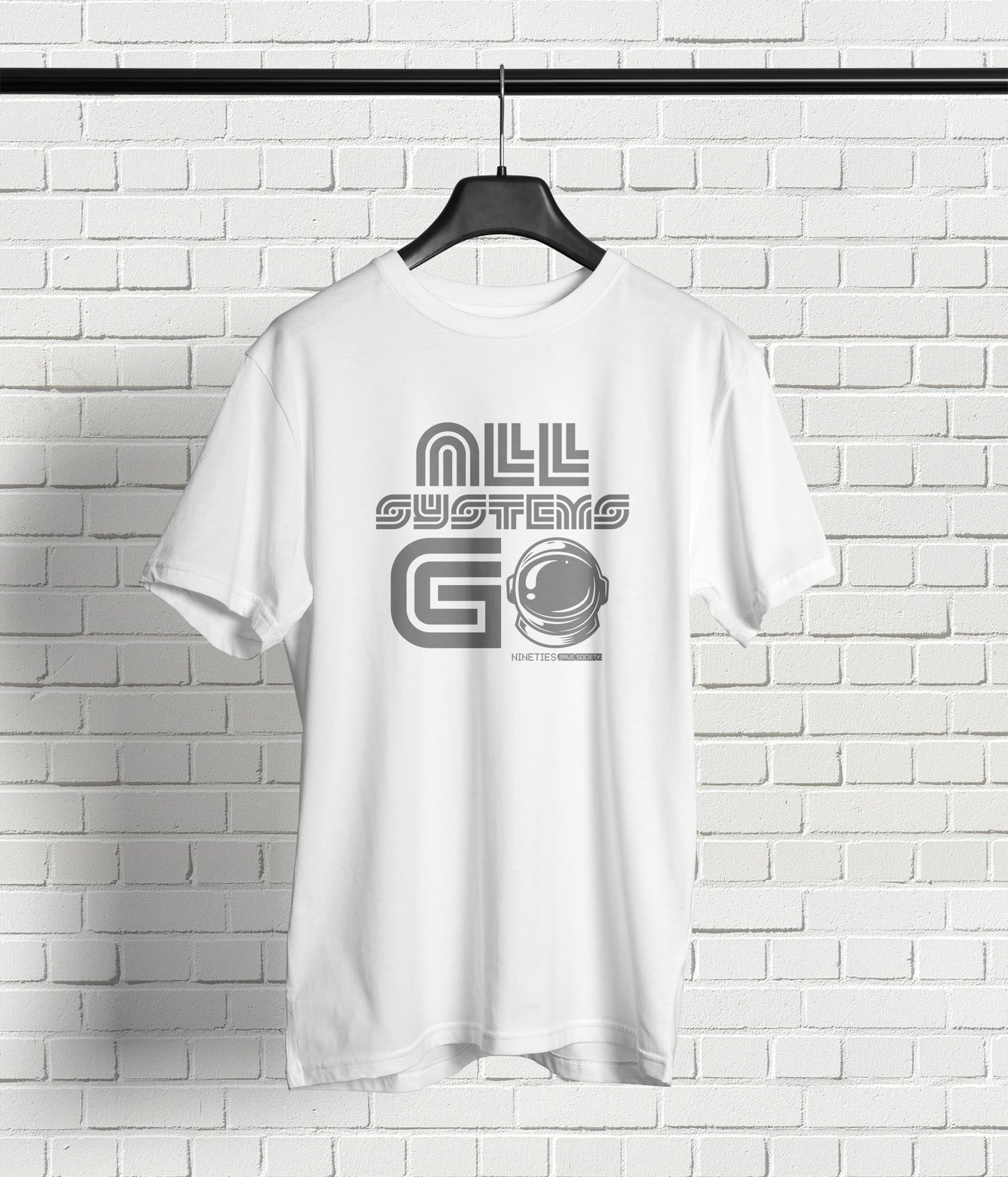 Nineties Rave Society - All Systems Go : WHITE Short Sleeve Unisex T-Shirt (SHIPPING TO UK ADDRESS INCLUDED)