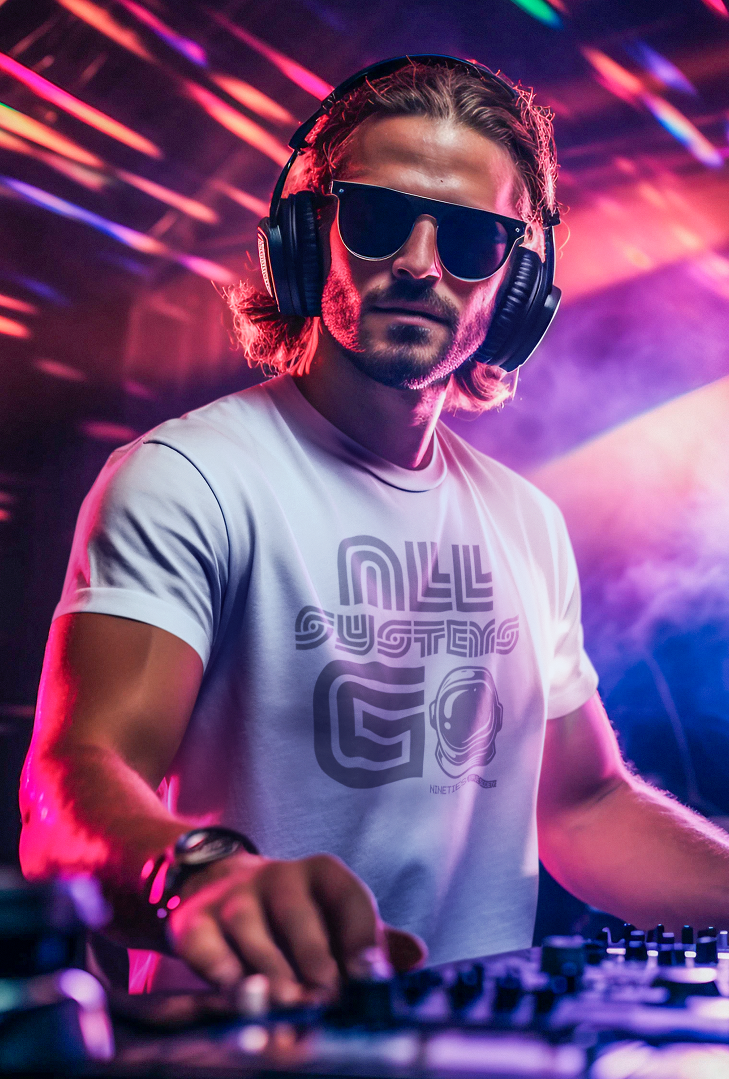 Nineties Rave Society - All Systems Go : WHITE Short Sleeve Unisex T-Shirt (SHIPPING TO UK ADDRESS INCLUDED)