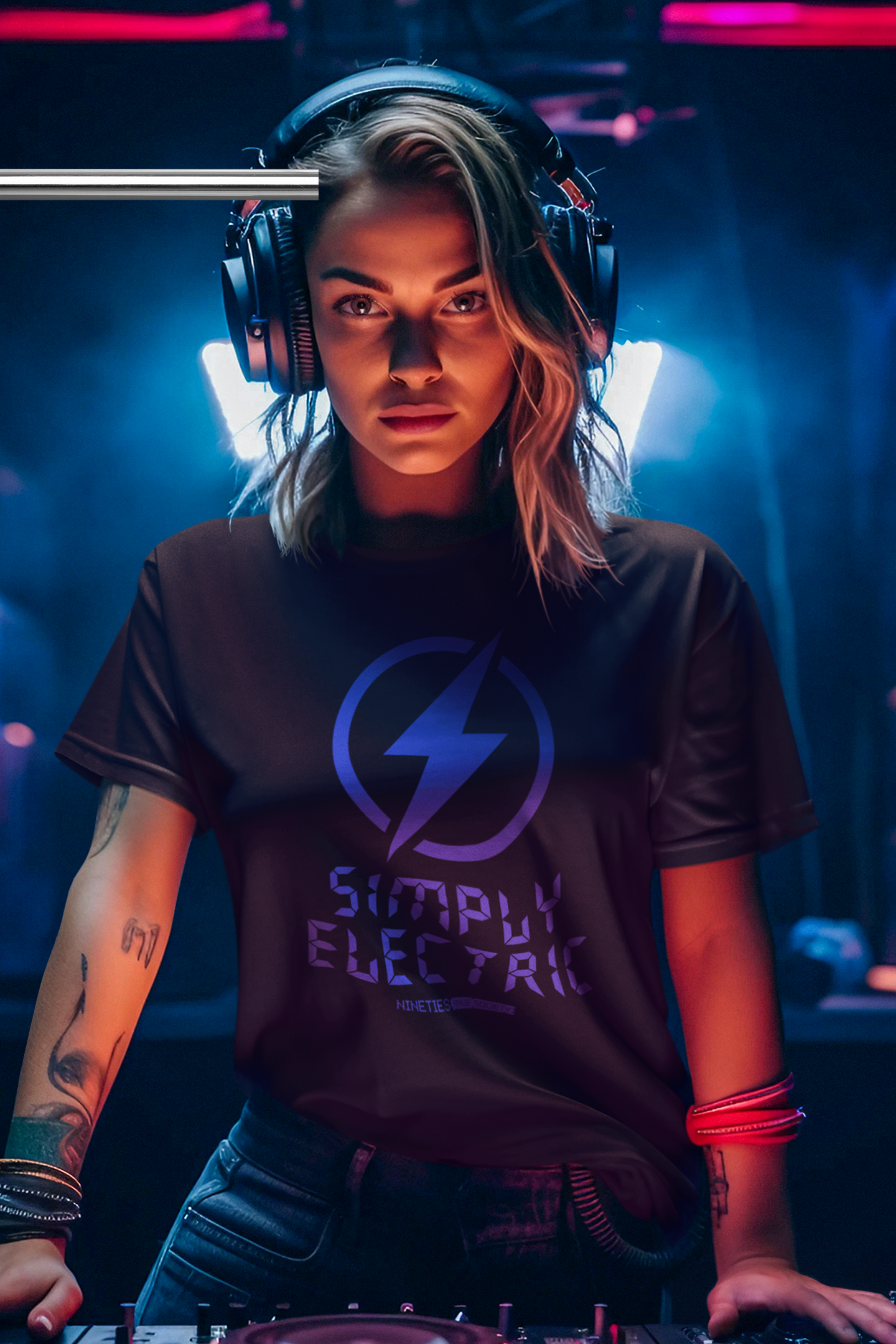 Nineties Rave Society - Simply Electric: BLACK Short Sleeve Unisex T-Shirt (SHIPPING TO UK ADDRESS INCLUDED)