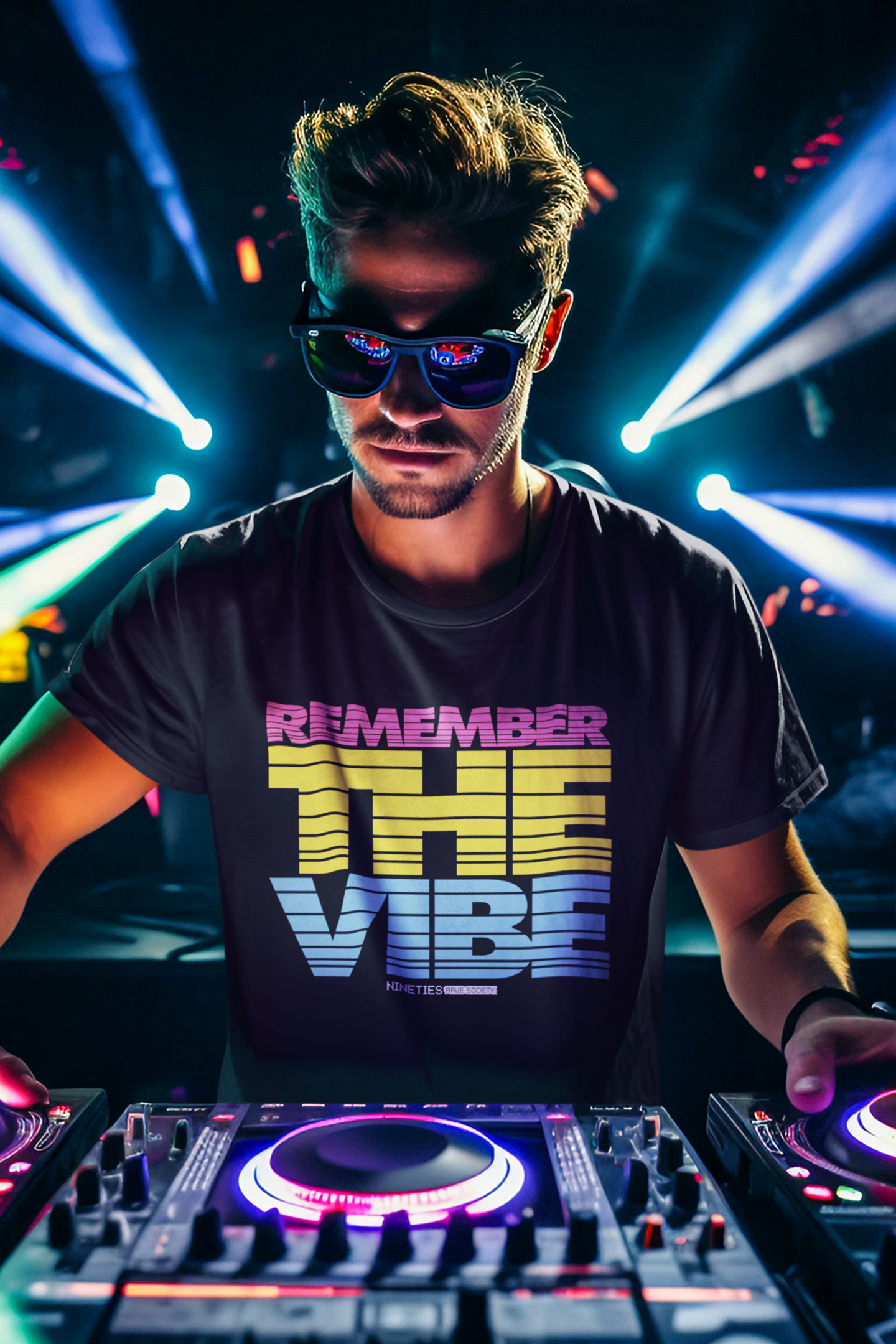 Nineties Rave Society - Remember The Vibe : BLACK Short Sleeve Unisex T-Shirt (SHIPPING TO UK ADDRESS INCLUDED)