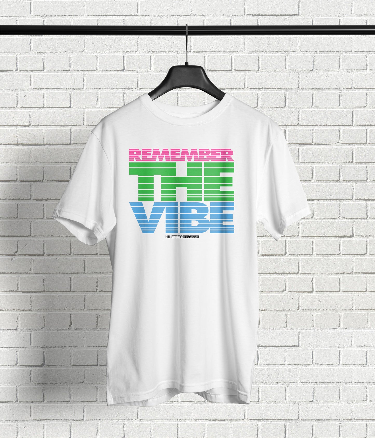 Nineties Rave Society - Remember The Vibe : WHITE Short Sleeve Unisex T-Shirt (SHIPPING TO UK ADDRESS INCLUDED)