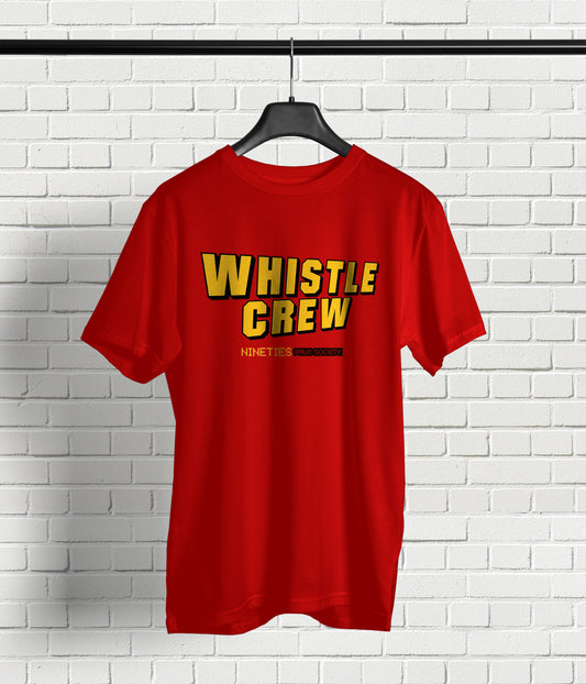 Nineties Rave Society - Whistle Crew: RED Short Sleeve Unisex T-Shirt (SHIPPING TO UK ADDRESS INCLUDED)